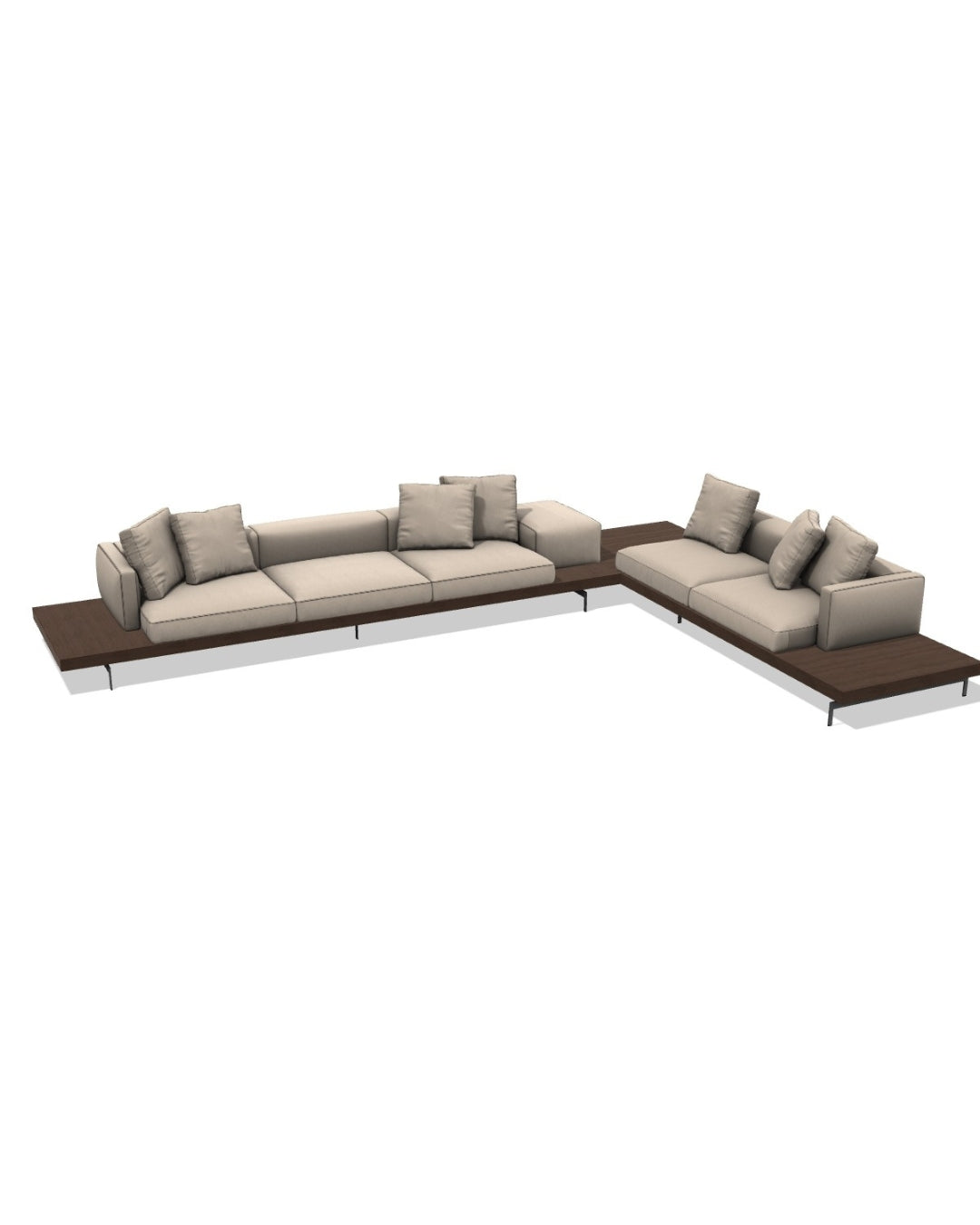 Dock High Version L-Shape Sofa Wooden Base L-Shape Sofa