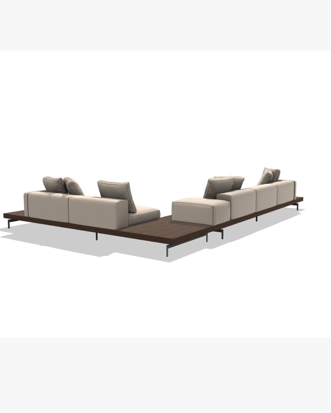 Dock High Version L-Shape Sofa Wooden Base L-Shape Sofa