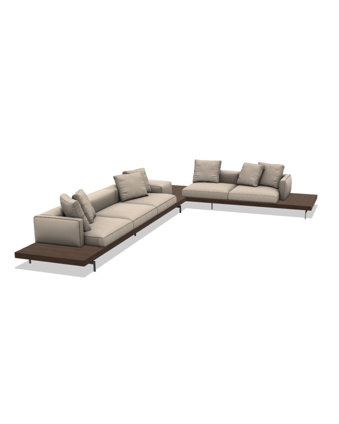 Dock High Version L-Shape Sofa Wooden Base L-Shape Sofa
