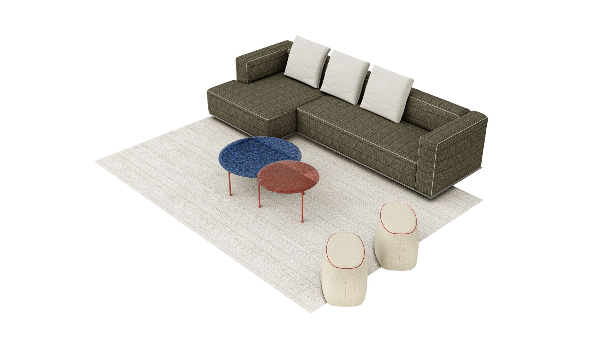 Hybrid sofa high back version including 3 decorative cushions